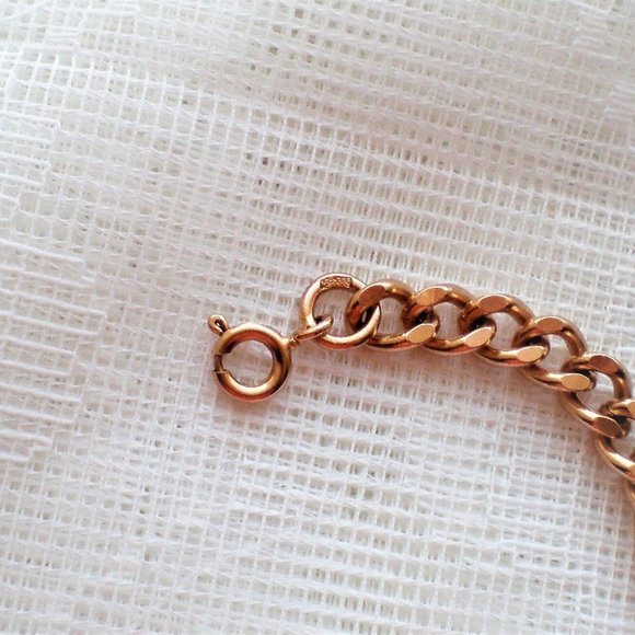 Vintage Unisex Russian USSR 14K 585 Rose Pink Gold Cuban Link Chain Bracelet - Picture 3 of 7